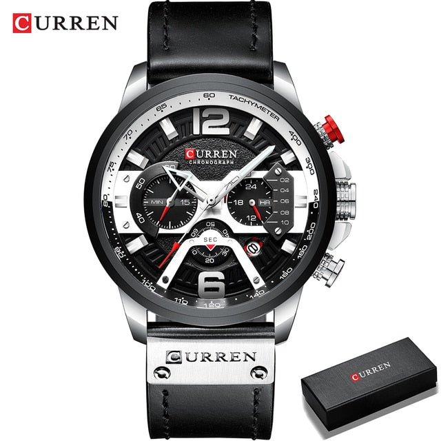 Military Leather Chronograph Wristwatch - The thrifty & gifty shop