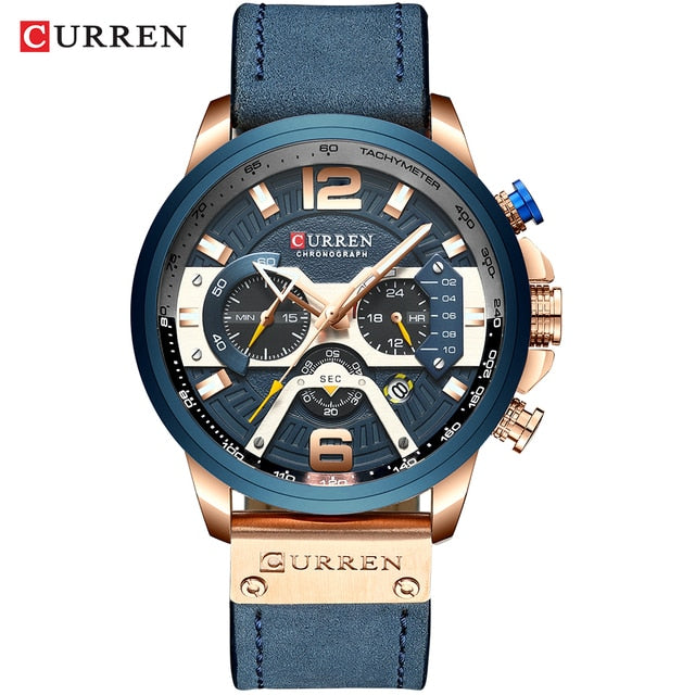 Military Leather Chronograph Wristwatch - The thrifty & gifty shop