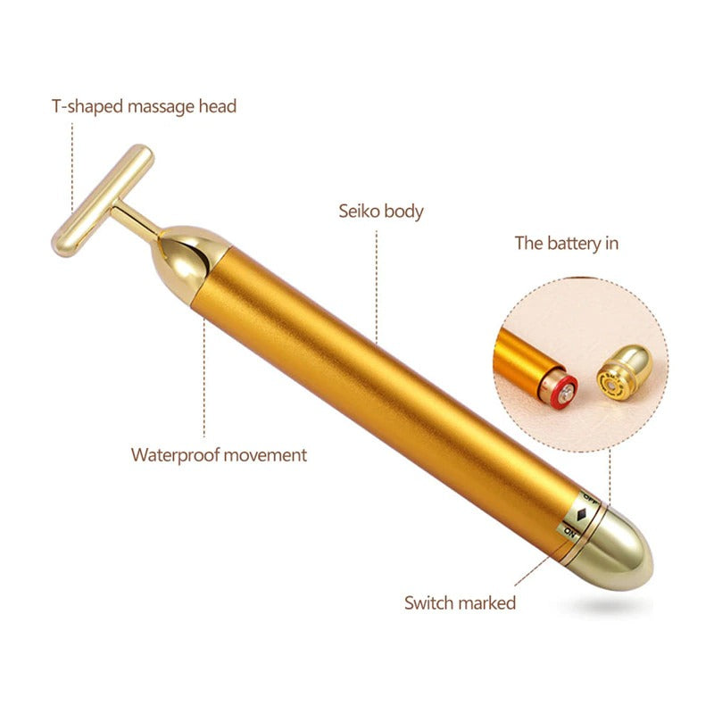 Energy 24K Gold T Beauty Bar Facial Roller Massager - The thrifty & gifty shop