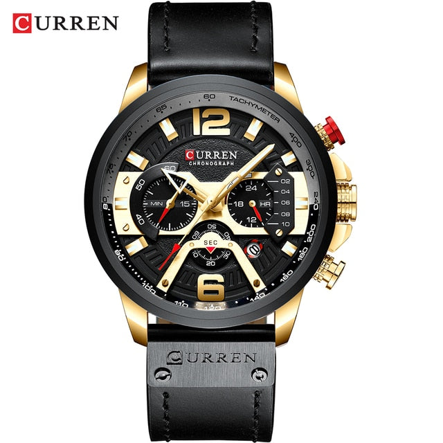 Military Leather Chronograph Wristwatch - The thrifty & gifty shop