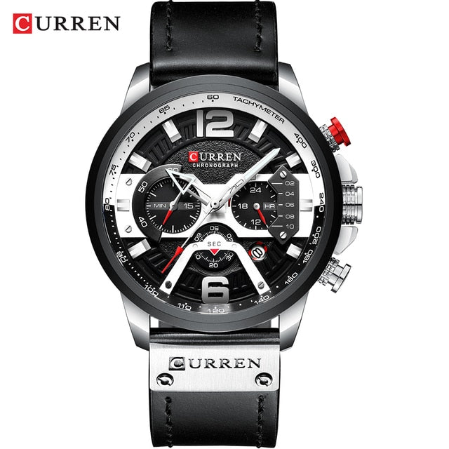 Military Leather Chronograph Wristwatch - The thrifty & gifty shop
