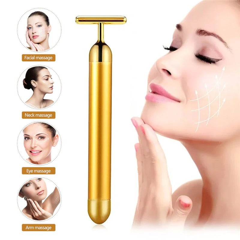 Energy 24K Gold T Beauty Bar Facial Roller Massager - The thrifty & gifty shop